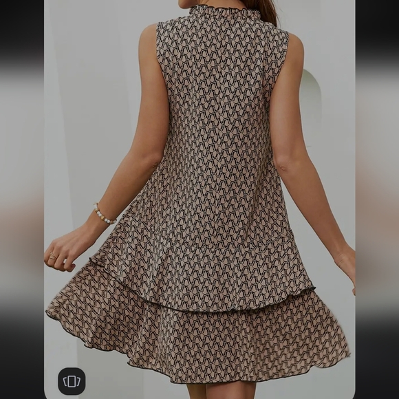 JC Mode Print Tie-Up Neck A-Line Dress - Picture 2 of 12